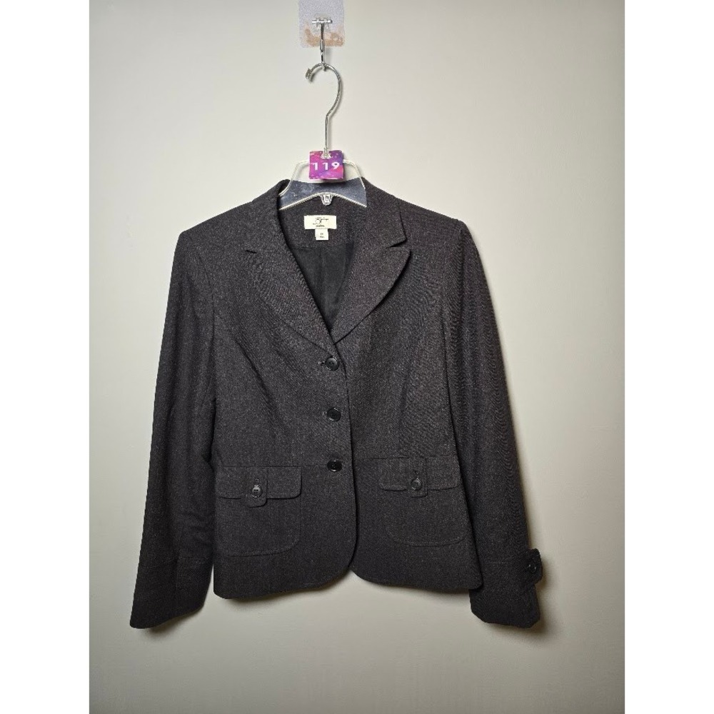 Ann Taylor LOFT Petites Blazer Charcoal Gray Wool Blend Career Office Jacket 8P
